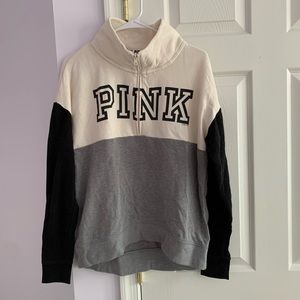 PINK color block quarter zip
